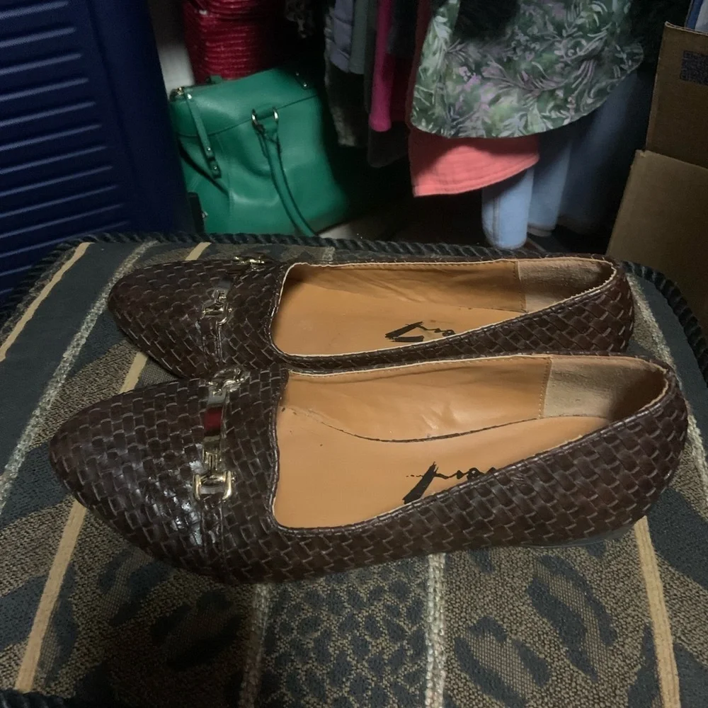 Seven jeans brown woven loafers